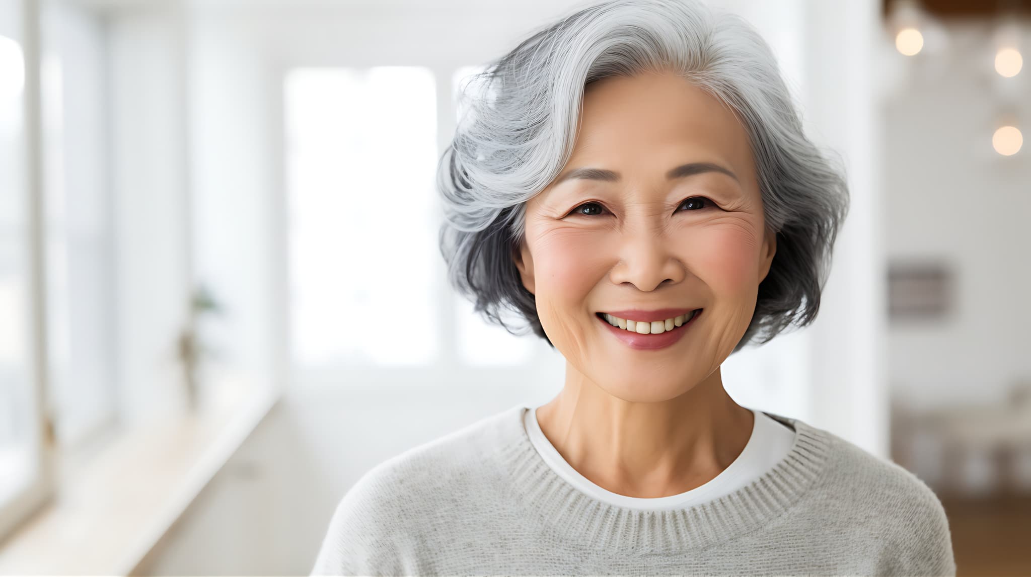 歯を整えて若く見える女性