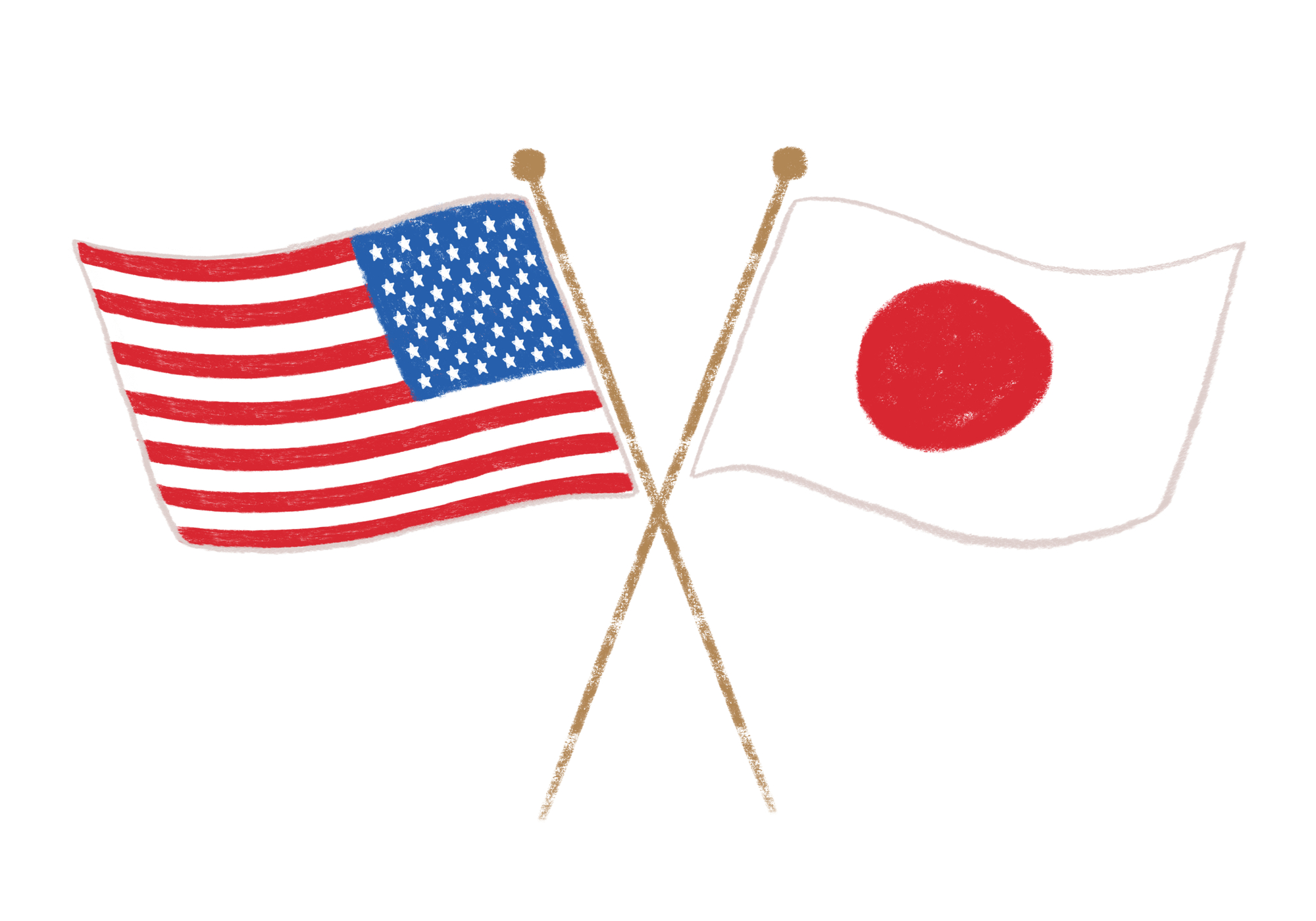 アメリカと日本の国旗