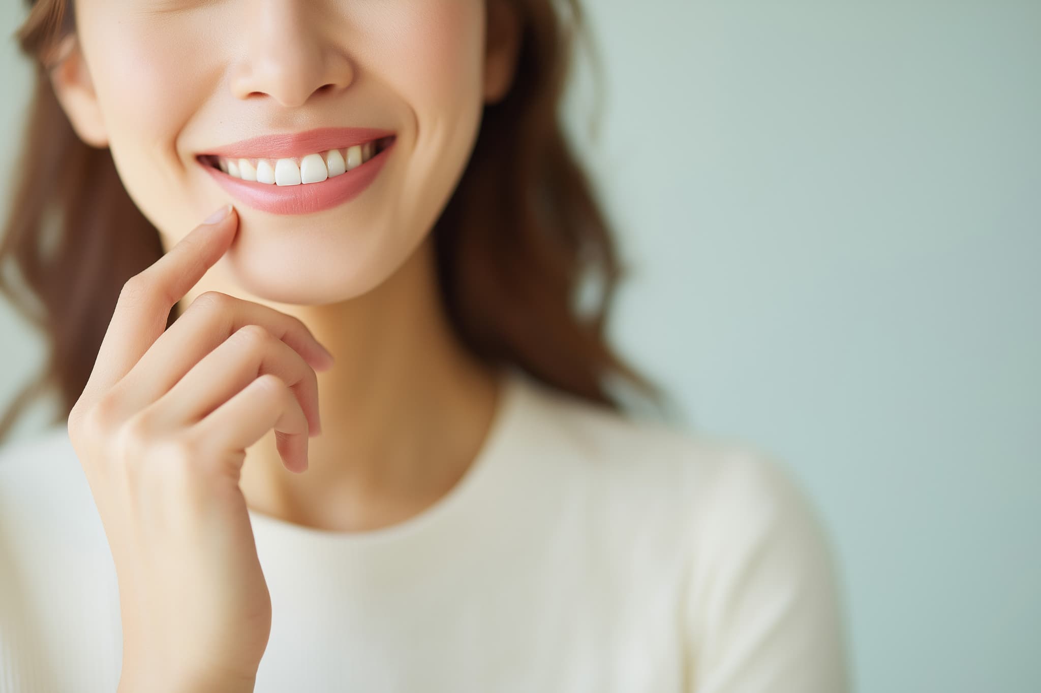 白い歯で笑う女性